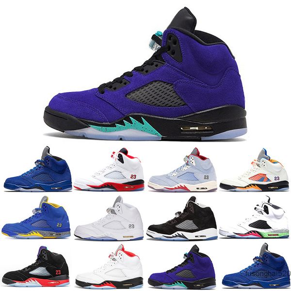 2022 2021 classic men basketball shoes 5 5s alternate grape blue suede fire red international flight laney royal metallic silver oreo space